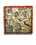 Ladies silk scarf beige with orange