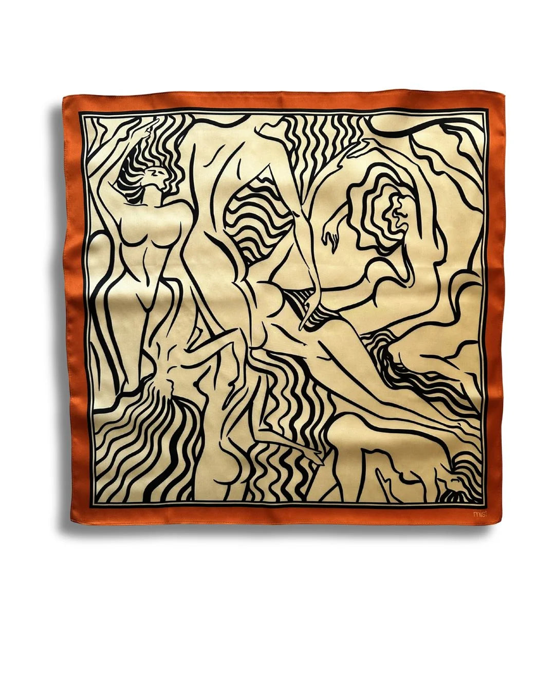 Ladies silk scarf beige with orange