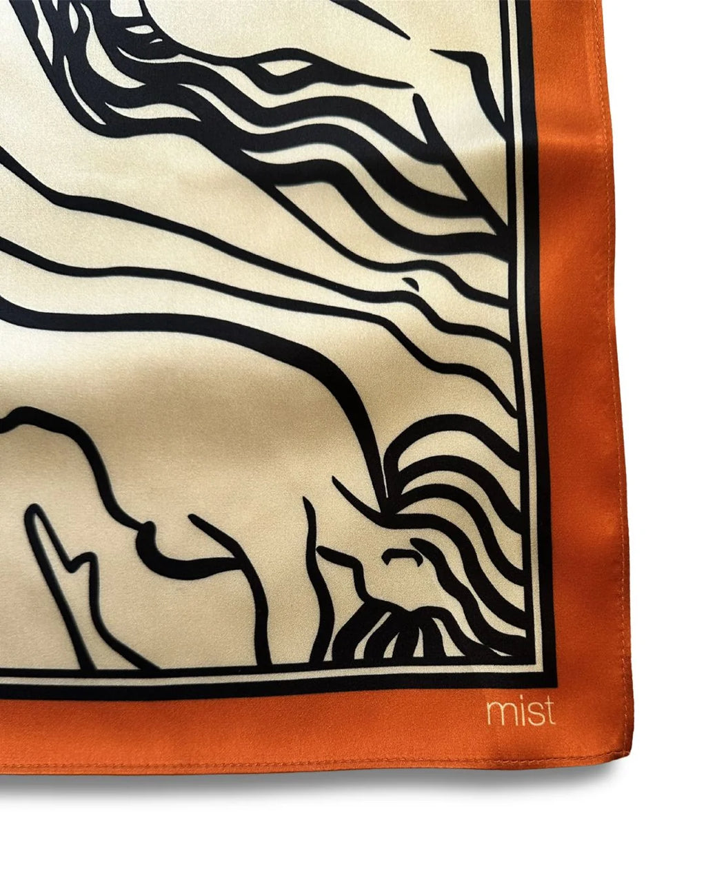 Ladies silk scarf beige with orange
