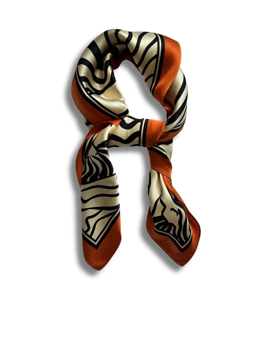 Ladies silk scarf beige with orange