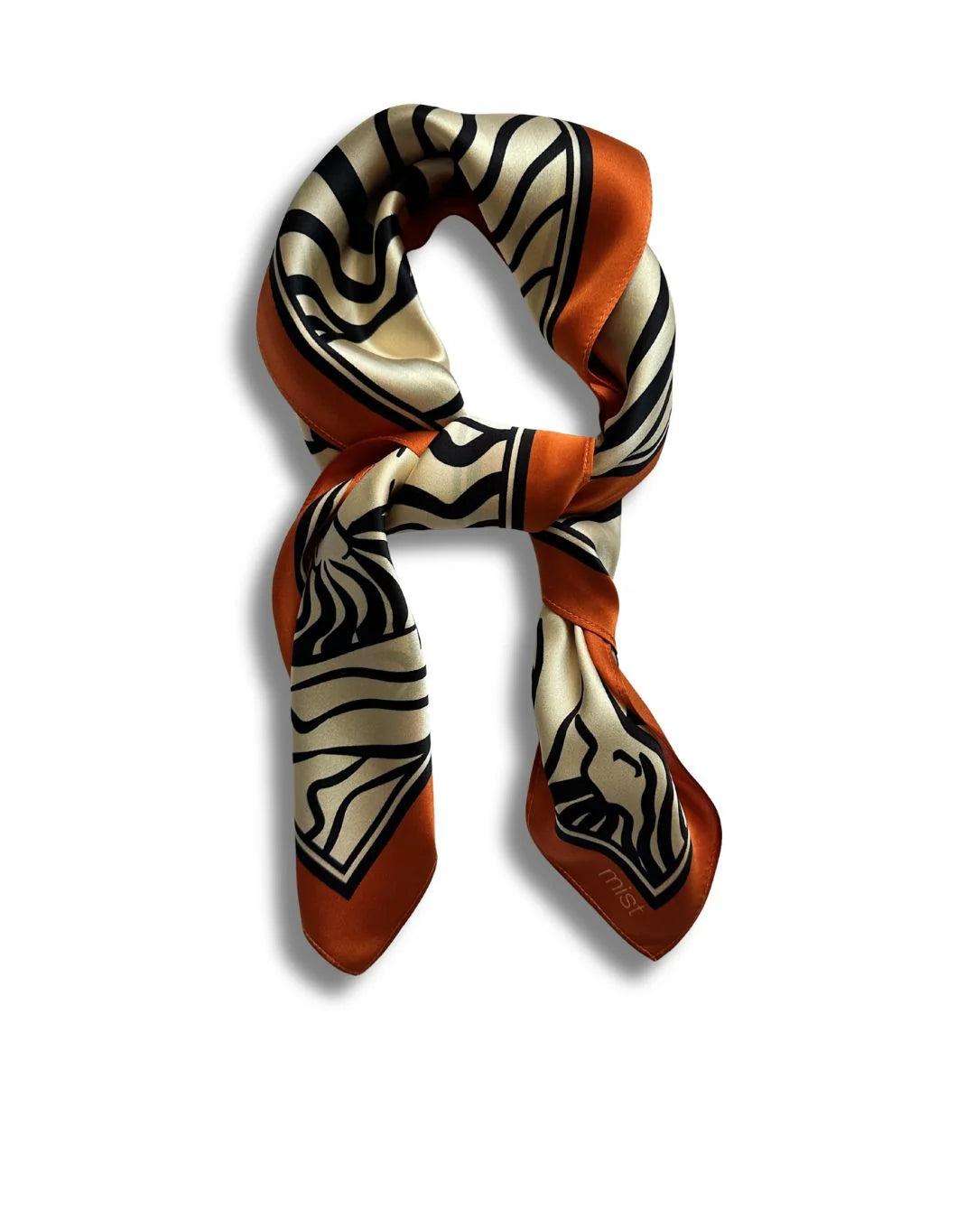 Ladies silk scarf beige with orange