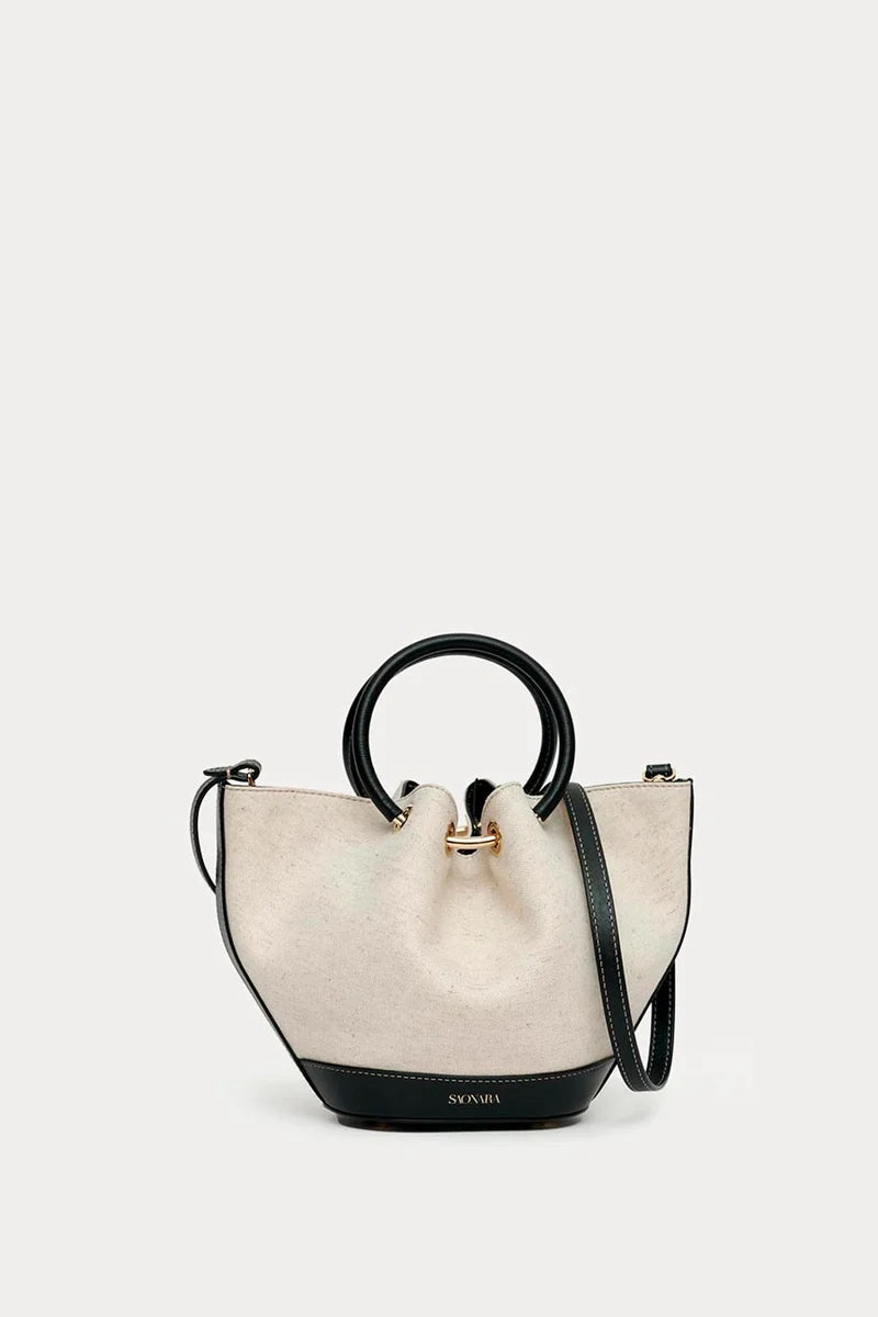 Mini Capazo Bag Black Linen