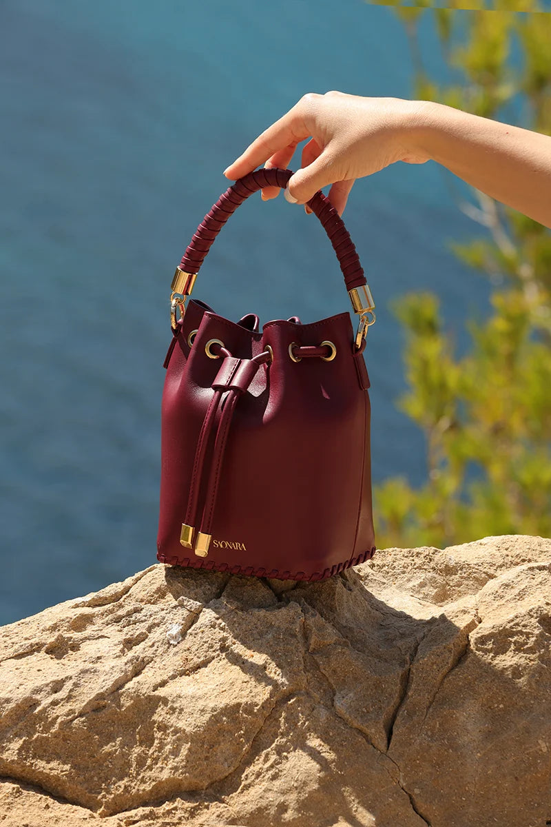 Mini Bucket Bag Berry Leather