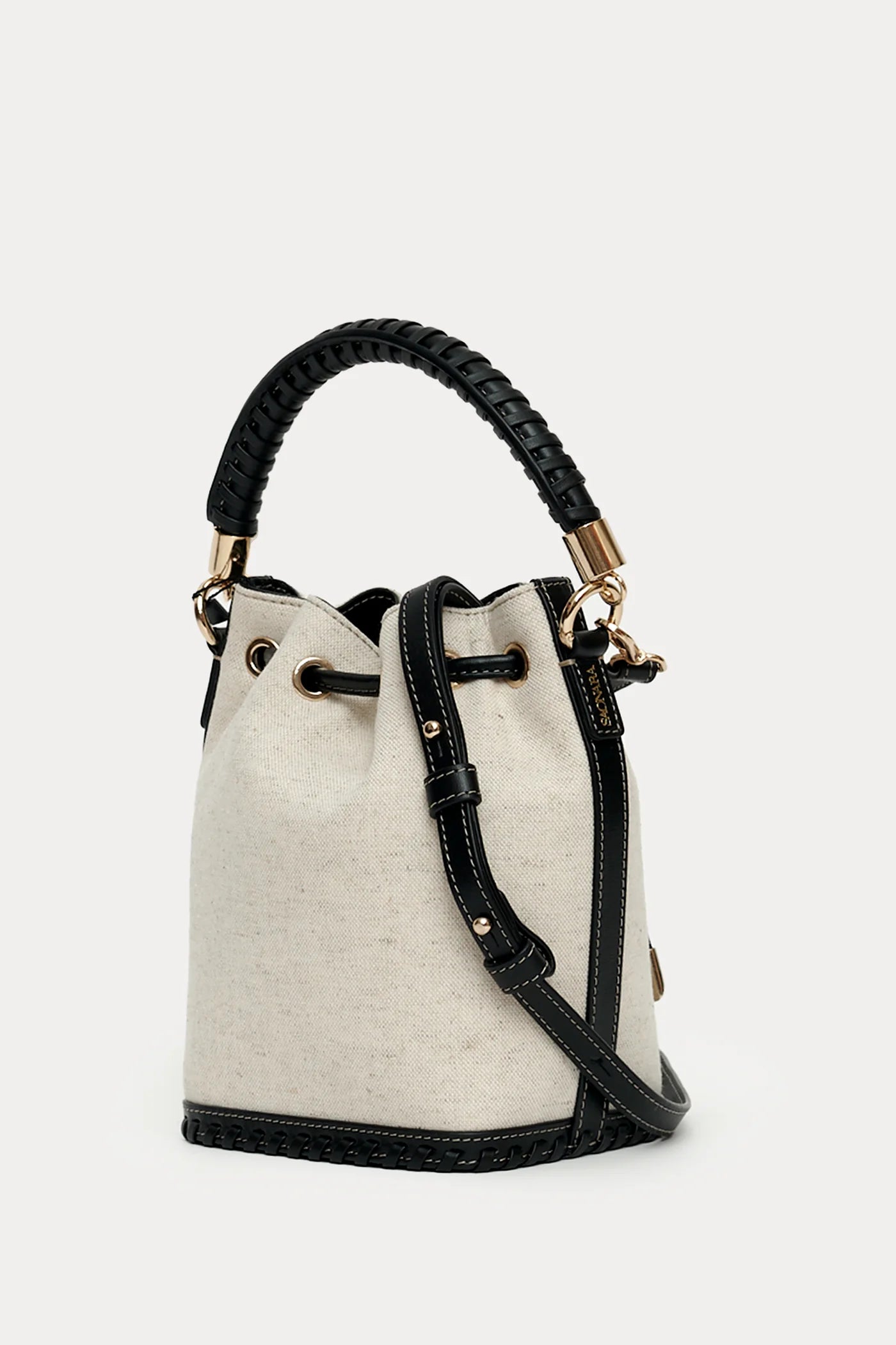 Mini Bucket Bag Black Linen
