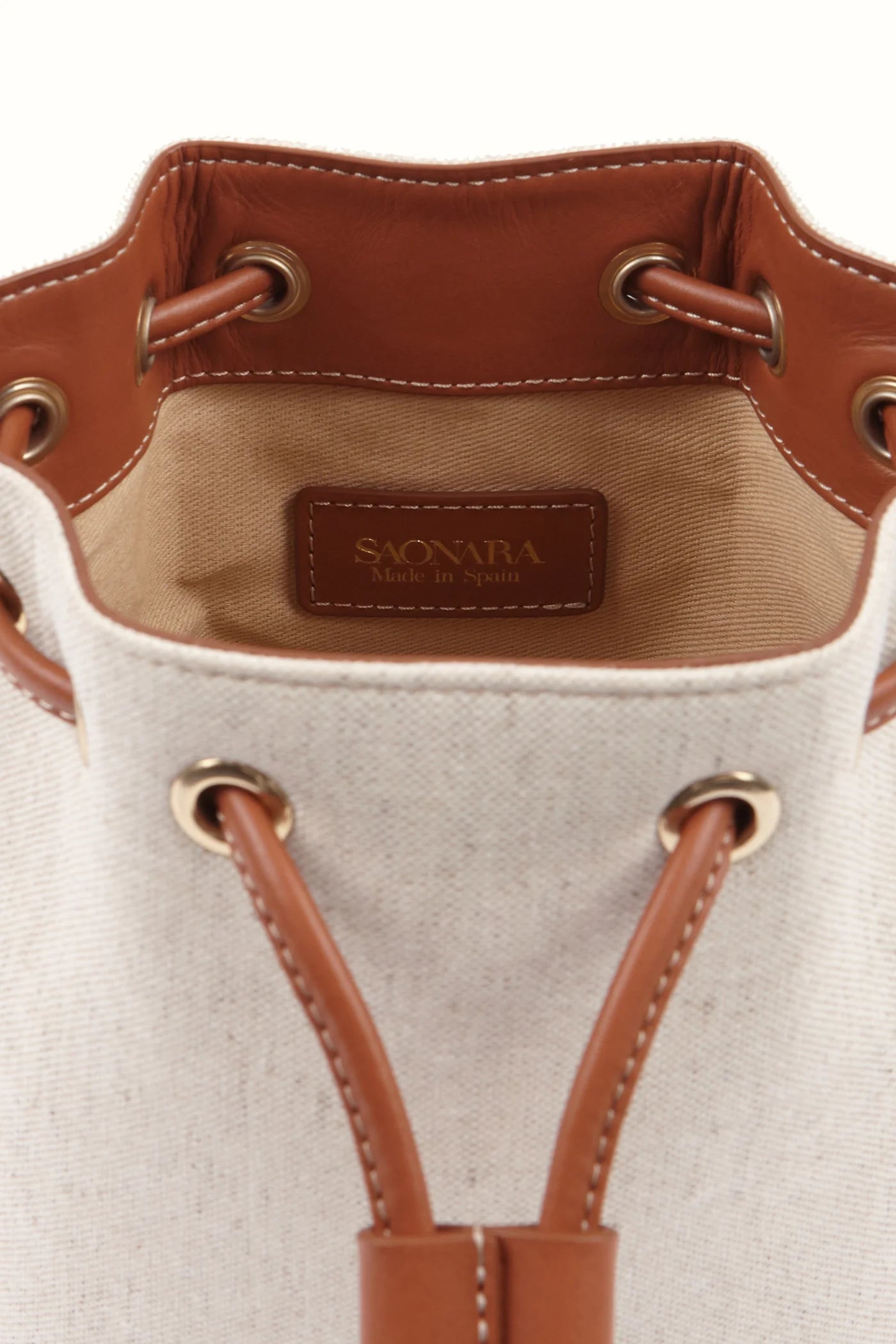 Mini Bucket Bag Caramel Linen