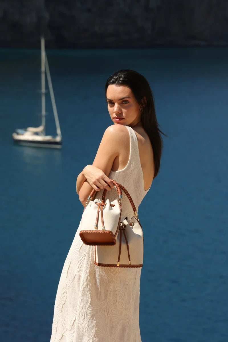 Mini Bucket Bag Caramel Linen