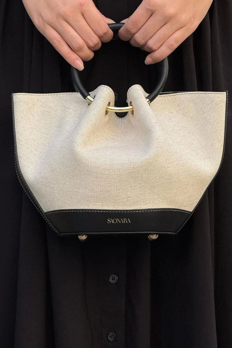 Mini Capazo Bag Black Linen